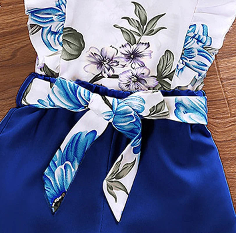 Humor Bear Girls European and American Style Sleeveless Random Printed Top and Shorts Set Vestidos Casual Outfit 4-7Y