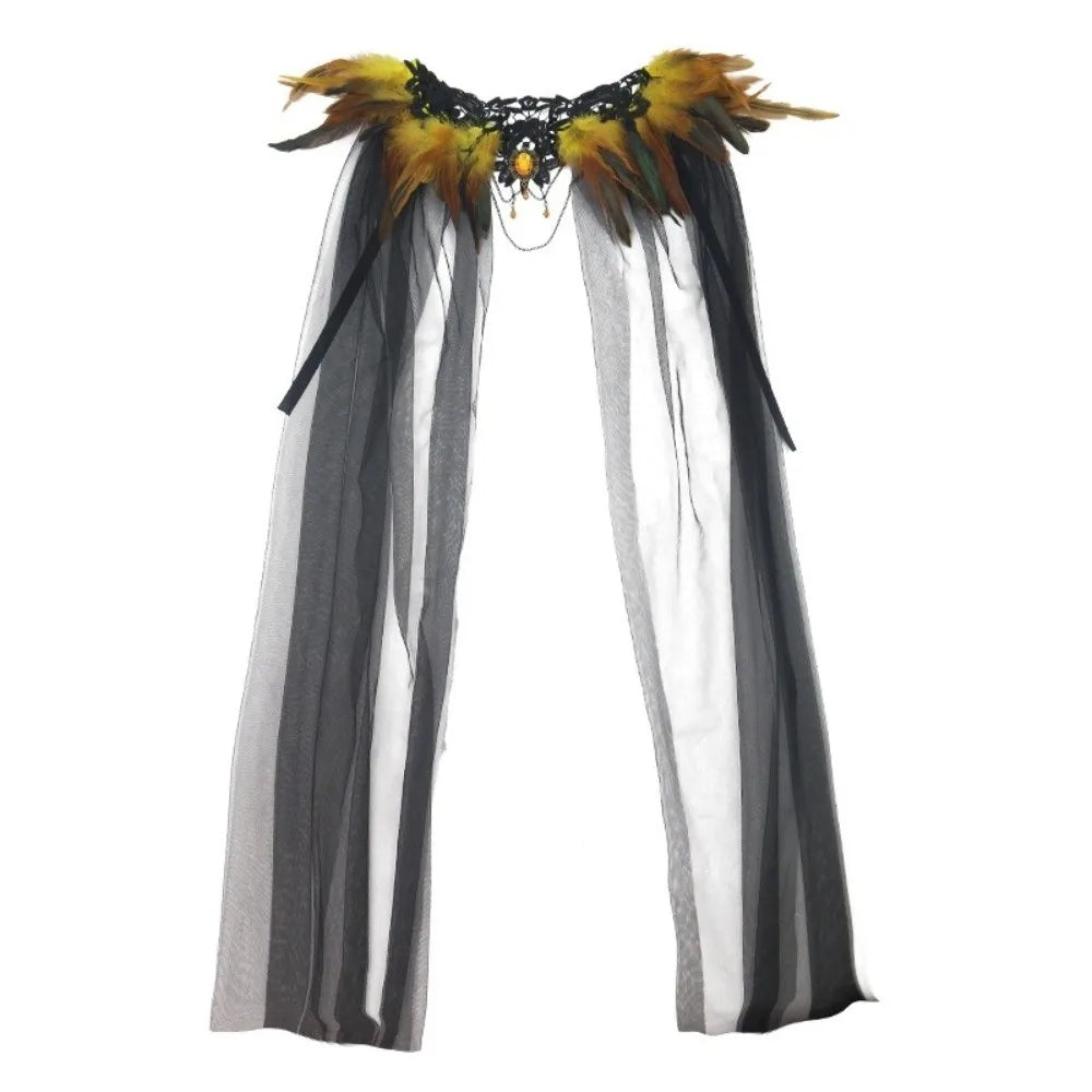 Black Halloween Feather Cloak