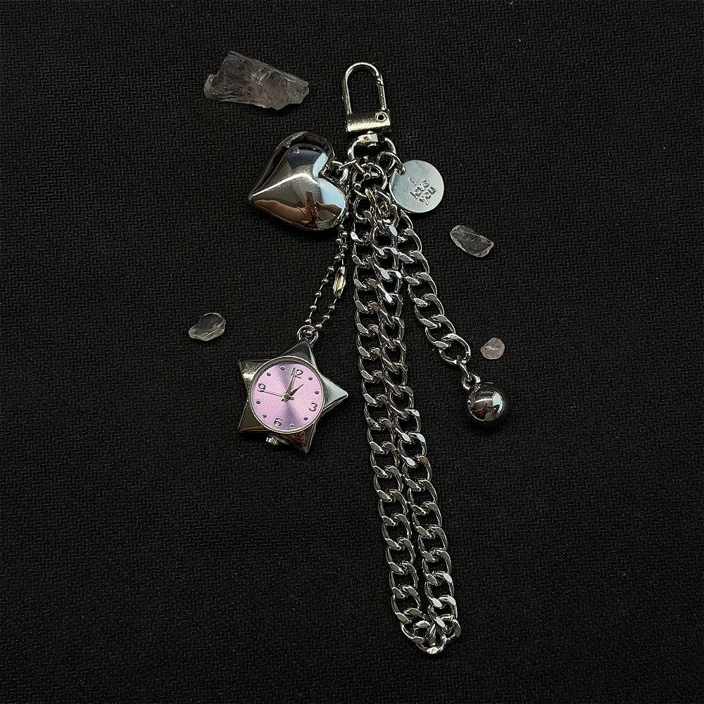 Star Pocket Adjustable Watch Clock Keychain Zinc Alloy