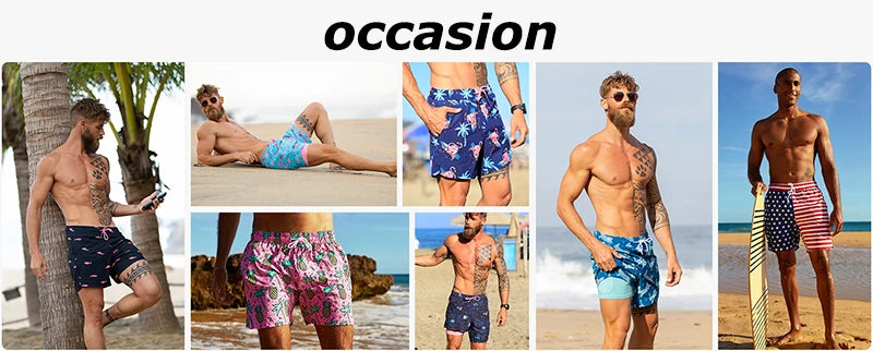 Mens Swim Trunks with Compression Liner Phone Pocket