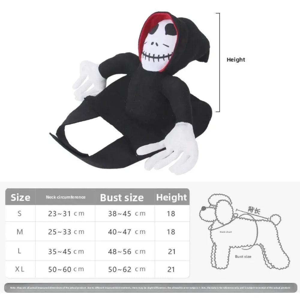 Halloween Pet Dog Costume Skeleton Reaper Rider