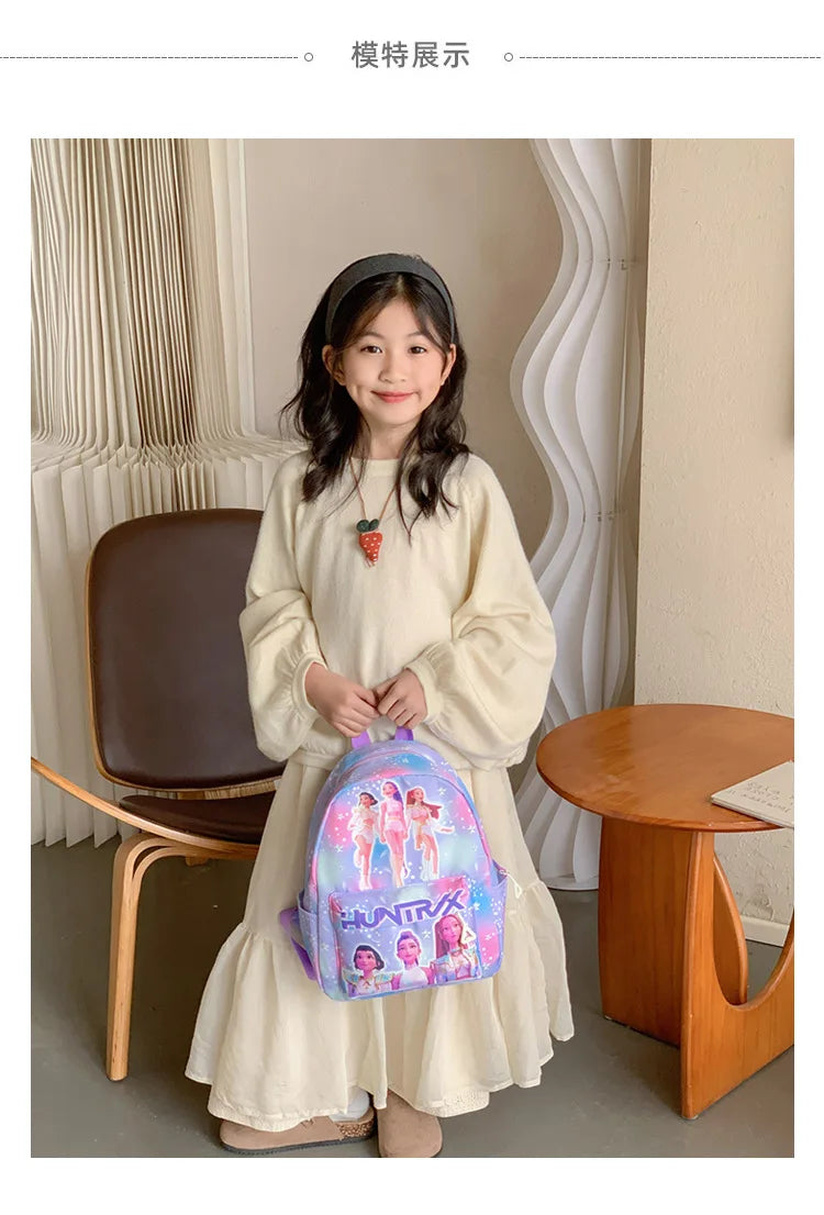 Pink 10-Inch Lightweight Backpack K D H Rumi Mira Zoey HUNTR/X Saja School Bag for Boys And Girls Kindergarten Moch