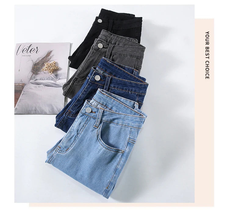 2024 New Sexy Skinny Jeans Women Hip Lift Stretch Pencil Denim Pants Casual Soft Slim Female Trousers Black Gray Blue