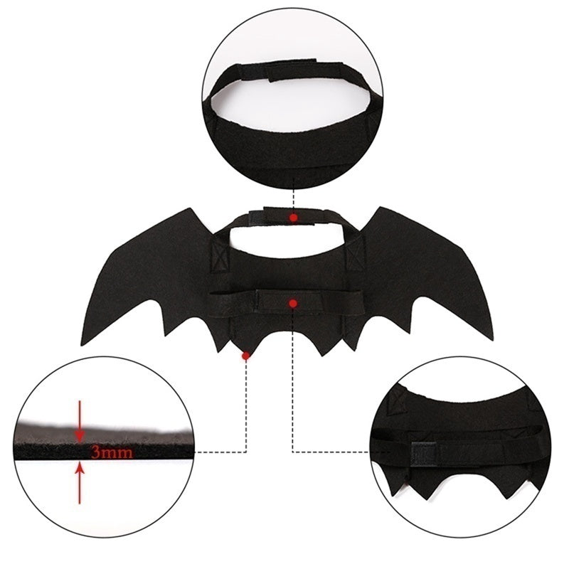 Halloween Cute Pet Clothes Black Bat Wings Harness