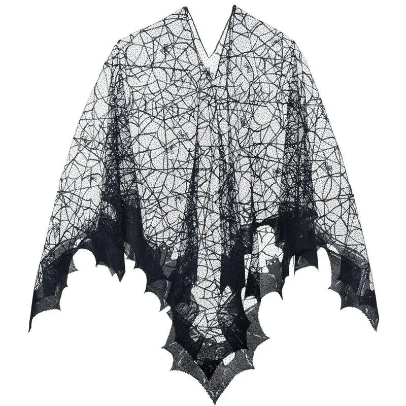 New Halloween Cloak Black Lace Cobweb