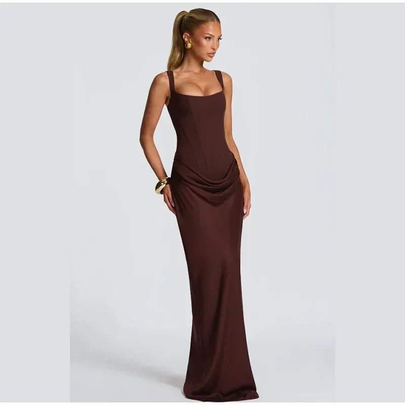Solid Pleated Strapless Women's Dress Backless Off-shoulder