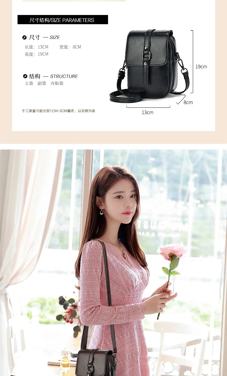 Flap Phone Bag High Quality Pu Leather Shoulder Bags for Women New Ladies  Crossbody Bag Luxury Brand Designer Handbags