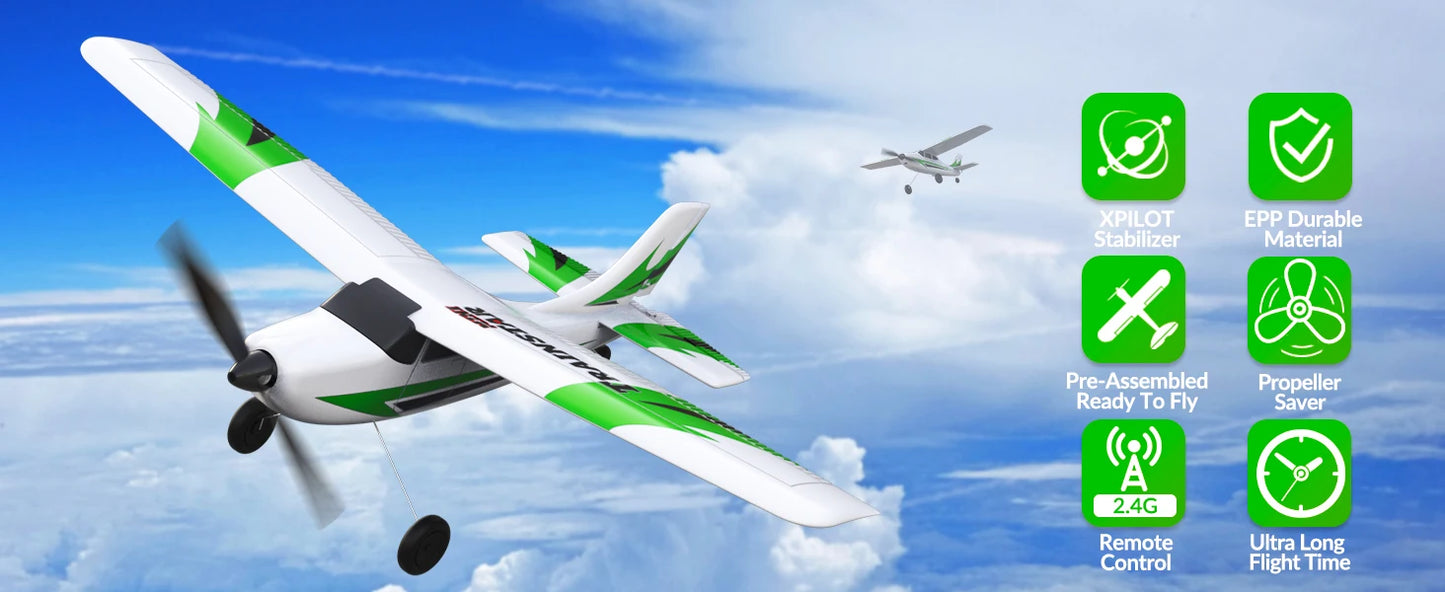 VOLANTEXRC RC Airplane Mini Trainstar 2.4GHz 3CH 3level Flight Control Fixed Wing Airplane Remote Control One-Key U-Turn Easy To Fly For Beginners 761-1RTF