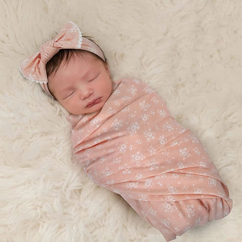 2pcs Newborn Baby Microfiber Swaddle Wrap with Beanie