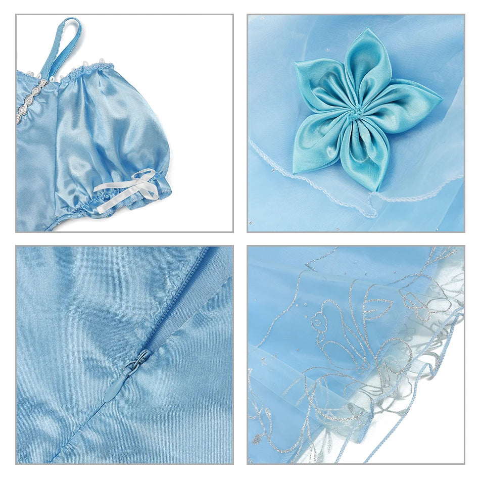 Muababy Princess Dress for Girls Aurora Belle Elsa Jasmine Cosplay Costume Party Halloween Carnival Outfit Kids 2-8Y Vestido