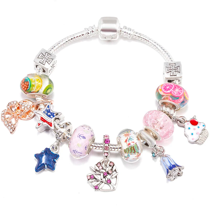 Hollow Foot Beads Charm Bracelets