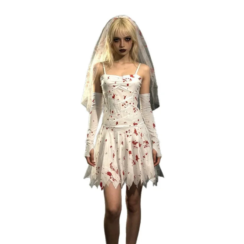 Women Halloween Theme Spaghetti Strap Mini Dress