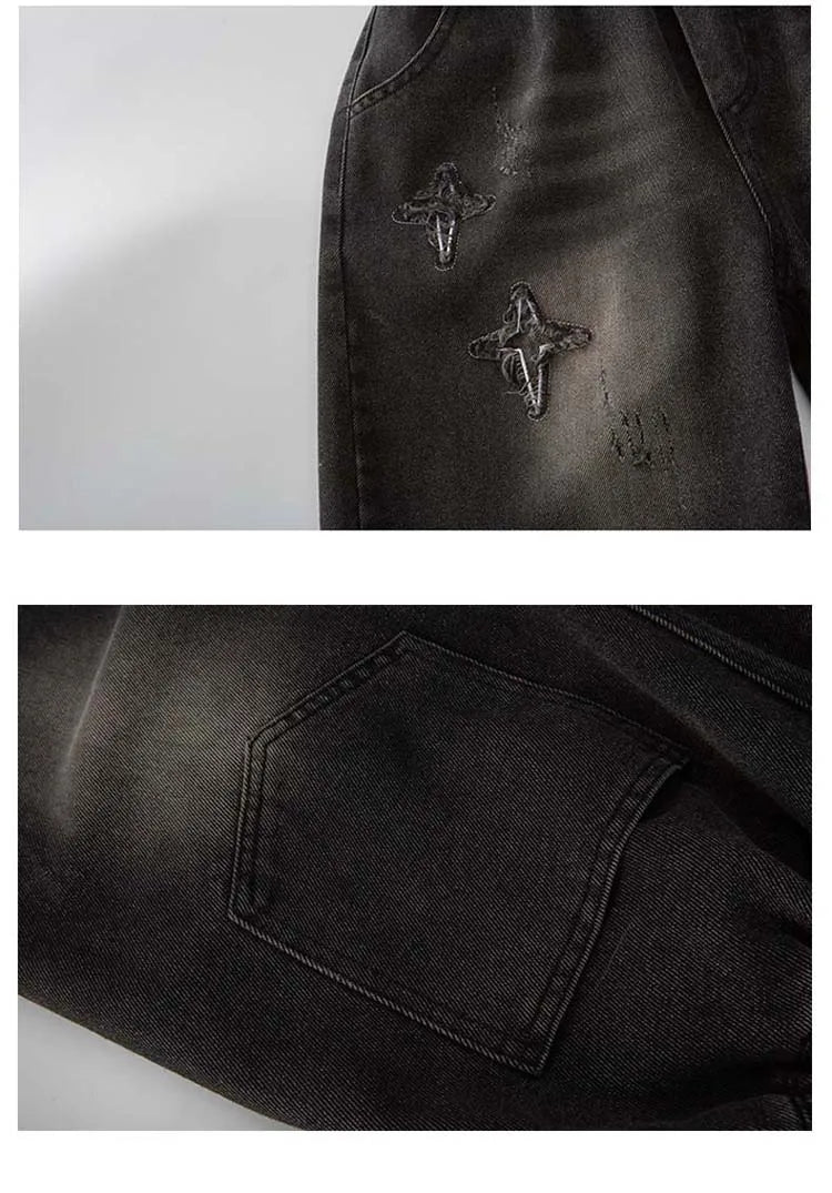 Boys Denim Shorts with Star Pattern