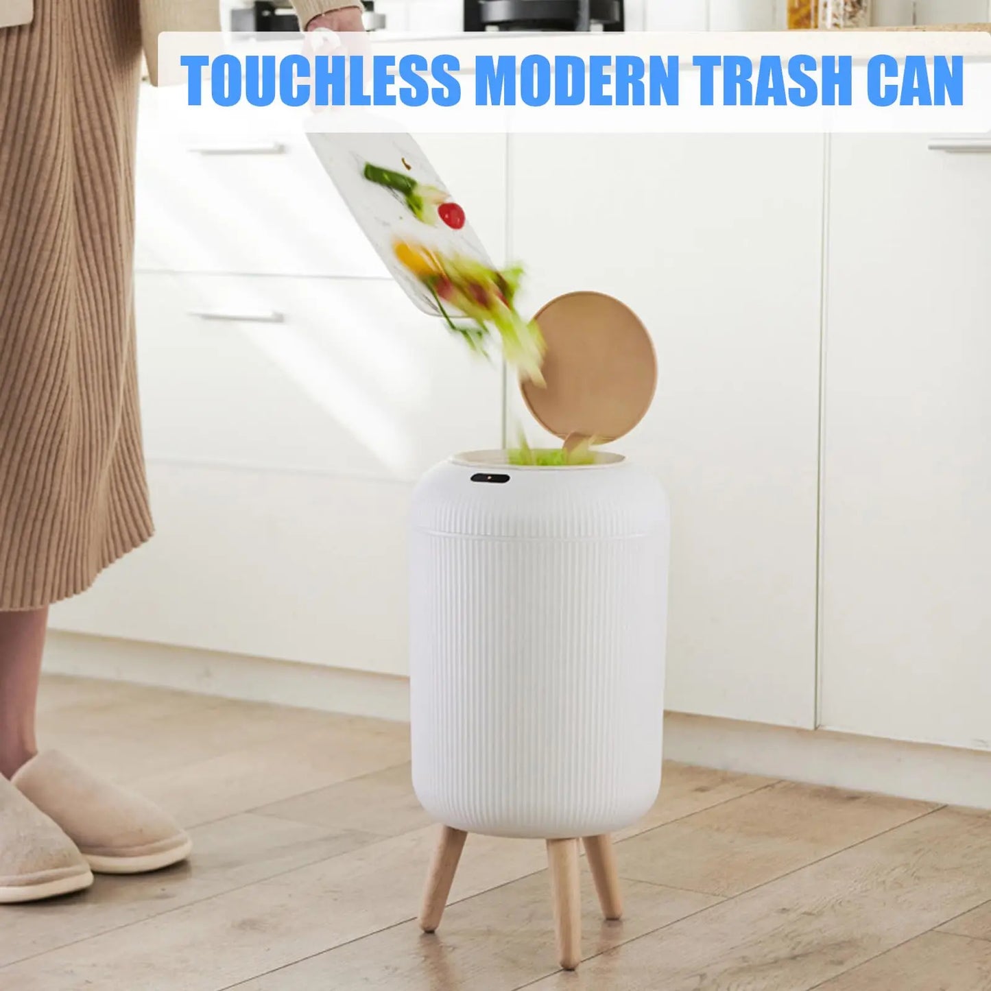 Automatic Trash Can with Lid,  Small Plastic Smart Trash Can, Motion Sensor