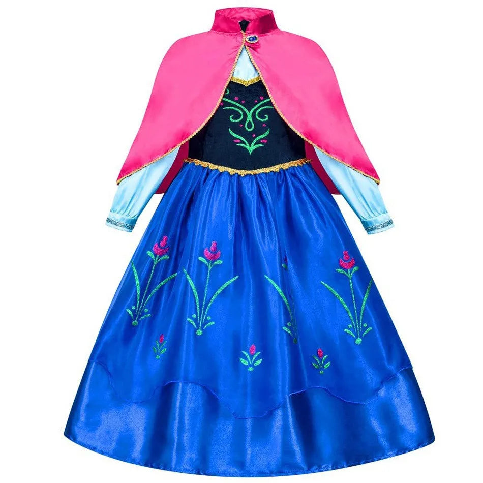 Elsa Anna Snow Queen Dress for Girls Princess Costume Birthday Halloween Christmas Carnival Outfit Kids Cosplay 2-8Y Vestido