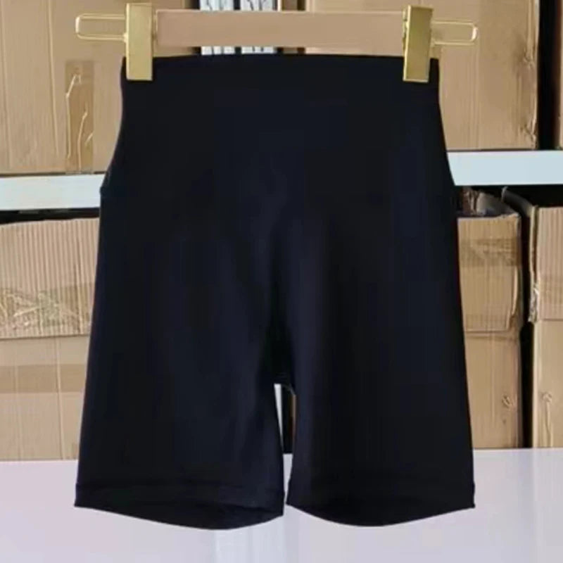 Solid Color Women Fitness Sports Short High Waist Yoga Short  Cycling Comprehensive Training Jog Squat Proof Internal Pockets