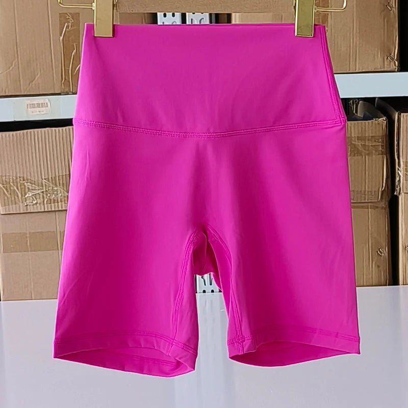 Solid Color Women Fitness Sports Short High Waist Yoga Short  Cycling Comprehensive Training Jog Squat Proof Internal Pockets