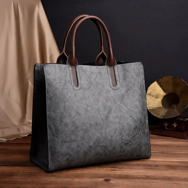 OIL SKIN Leather Big Casual Tote