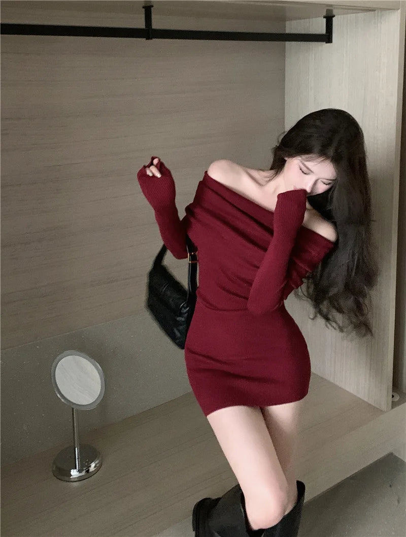 Black Off Shoulder Mini Dresses