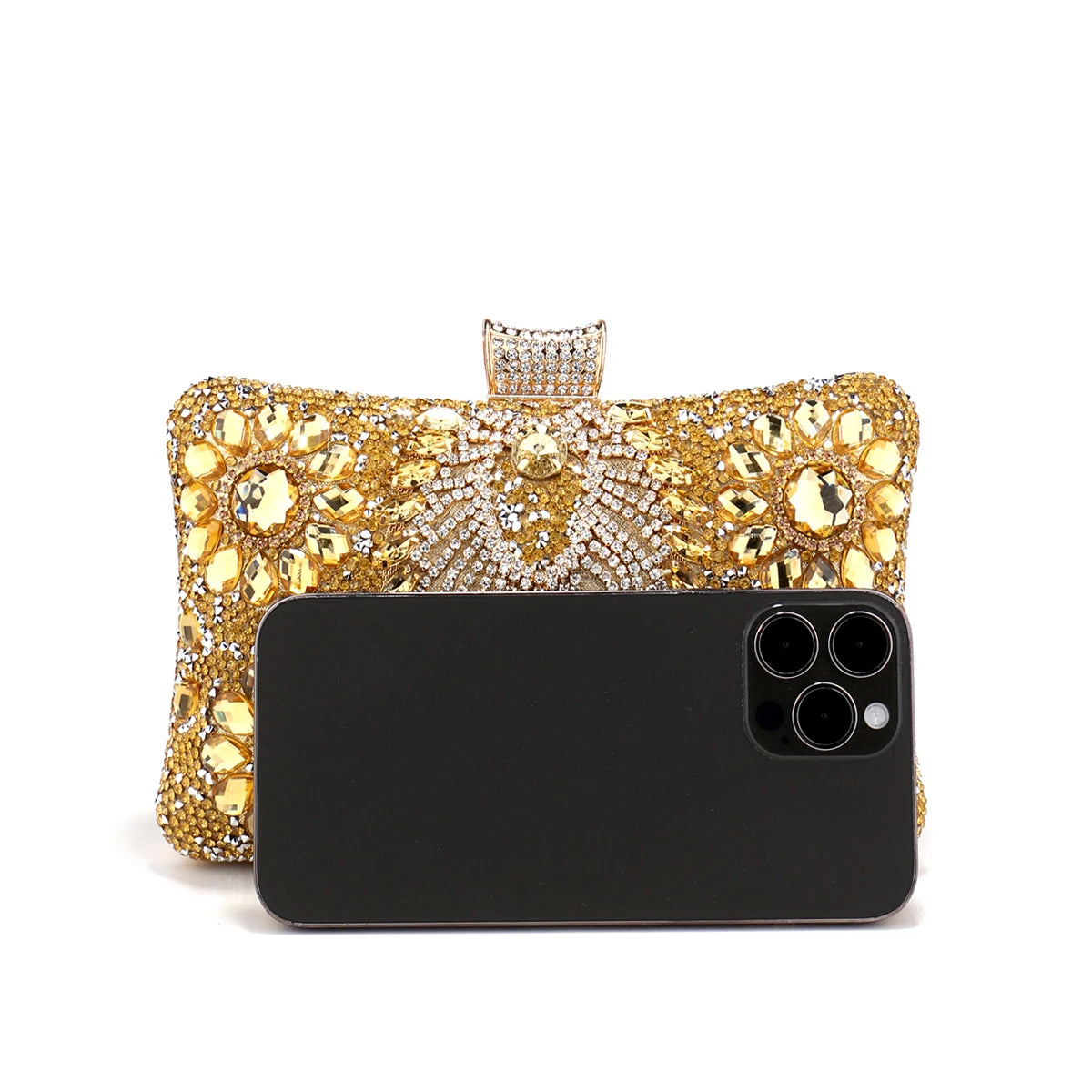 Acrylic Flower One Side Glitter Tassel  Clutch