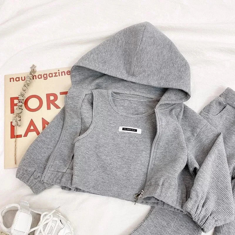 Children's Clothing Sets Hoodie+ Tank Top + Bell-bottoms 3Pcs Sets Kids Clothes Girls Baby Girl Outfit Set Kids Boutique Clothes