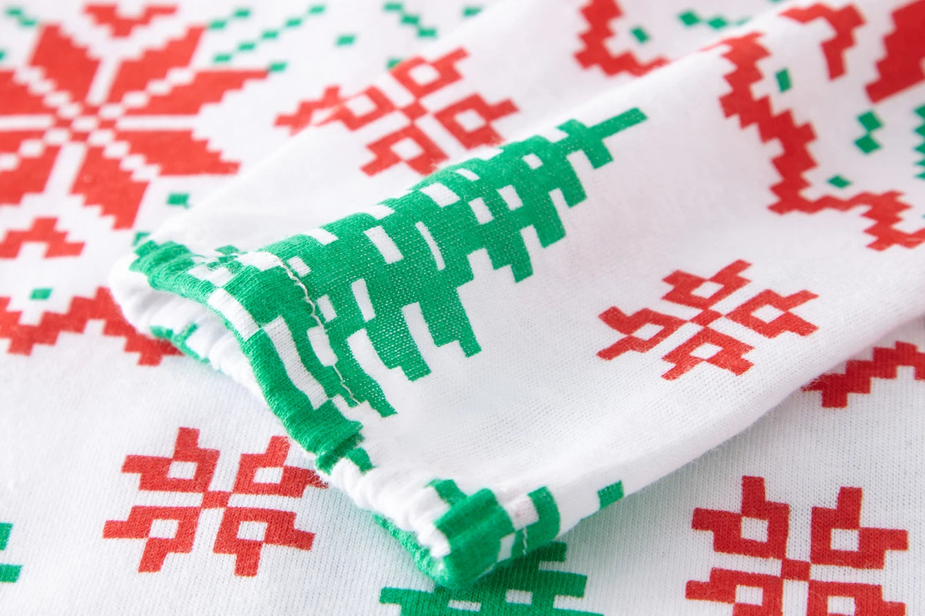 Pajamas Set Reindeer Snowflake Print 100% Cotton