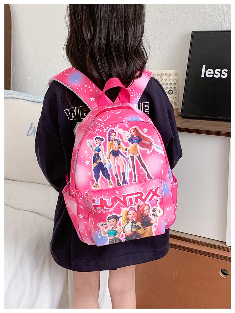 Pink 10-Inch Lightweight Backpack K D H Rumi Mira Zoey HUNTR/X Saja School Bag for Boys And Girls Kindergarten Moch