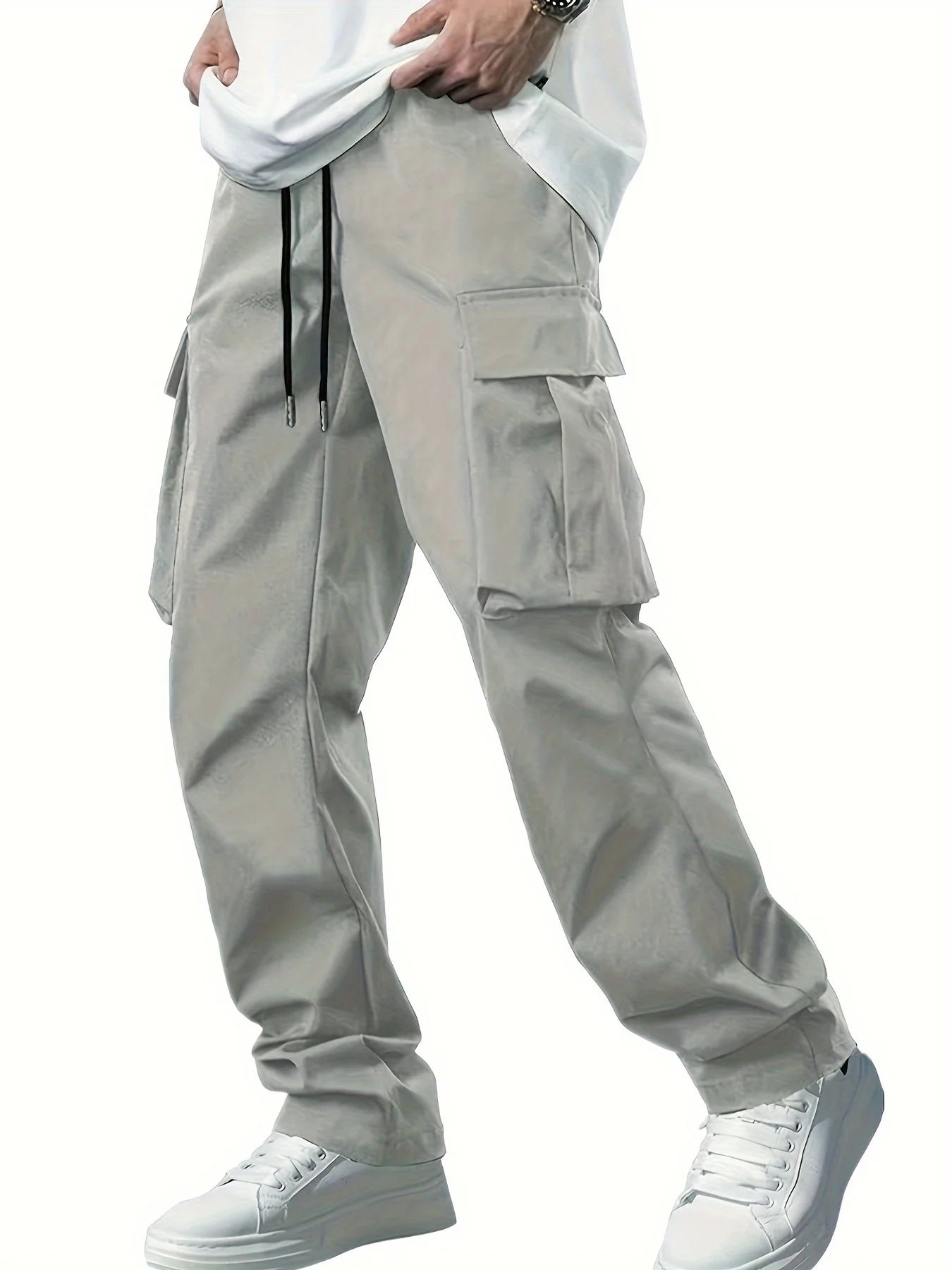 2026Mens Casual Jogger Pants Relaxed Fit Cargo Pants Drawstring Sweatpants Hiking Outdoor Twill Sport Pants