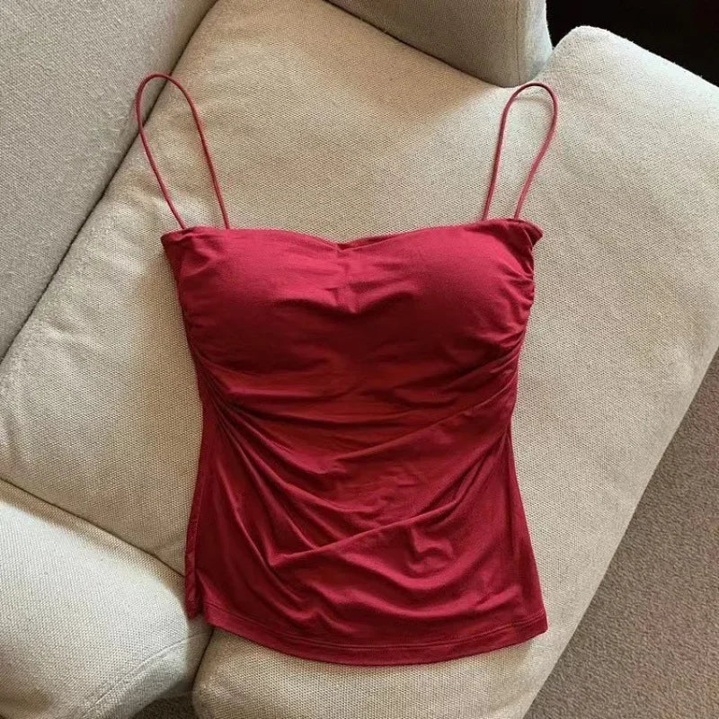 Sexy Sleeveless Tank Tops Women Casual Vest Crop Camisole Seamless Sports Underwear with Chest Pads Summer Female Bra Lingerie