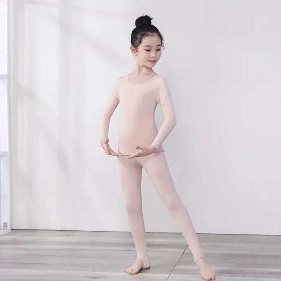 Spring Autumn Dancewear Kids Thermal Underwear Stretchy Girls Tight Underwear 2-14 Years Thin Base Performances Teen Clothes Set
