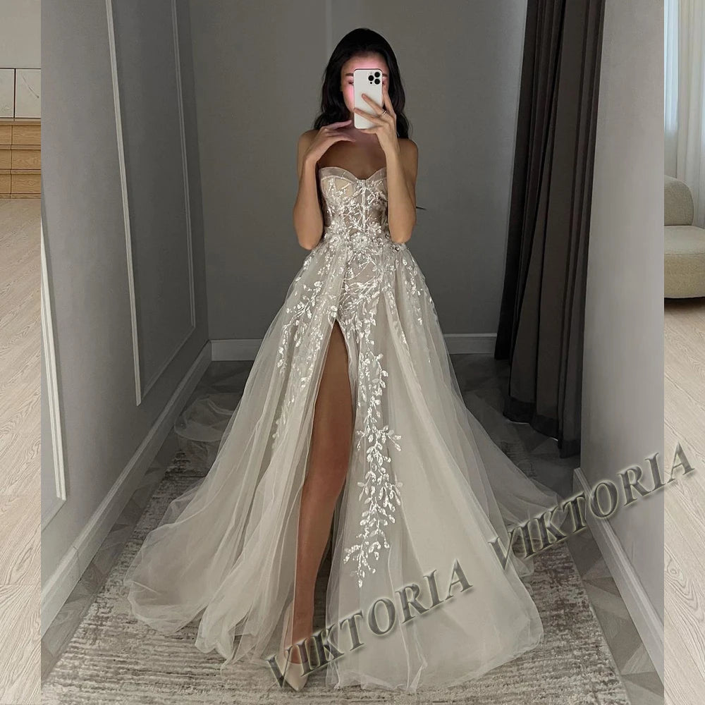 Mermaid Wedding Dresses Appliques Beads Chain Backless