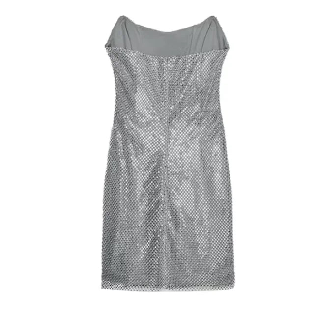 Diamond Halter Backless V Neck Dress