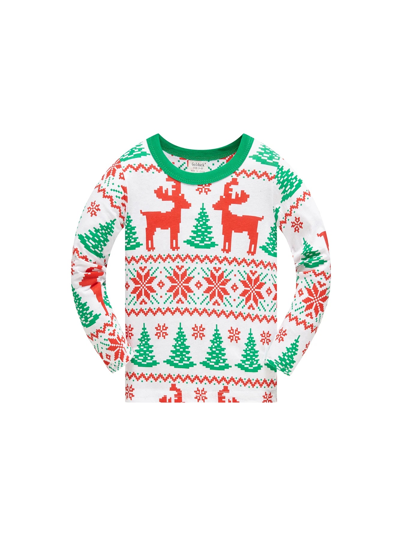 Pajamas Set Reindeer Snowflake Print 100% Cotton