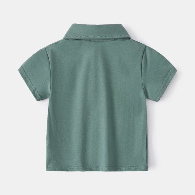 Korean Polo Tshirt Boy 100% Cotton Boys Clothes for School Uniform 2024 Shirts Solid White Black Green Polos Children's Clothing