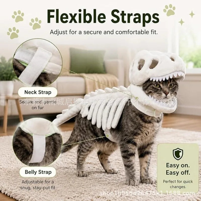 Halloween Dinosaur Skeleton Pet Hooded Costume