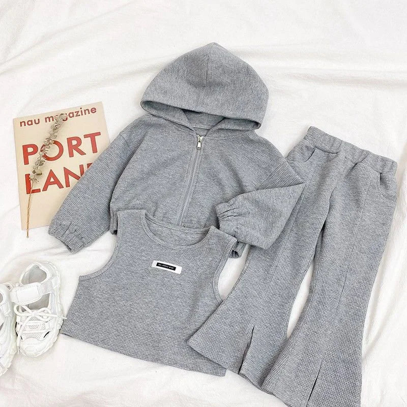 Children's Clothing Sets Hoodie+ Tank Top + Bell-bottoms 3Pcs Sets Kids Clothes Girls Baby Girl Outfit Set Kids Boutique Clothes