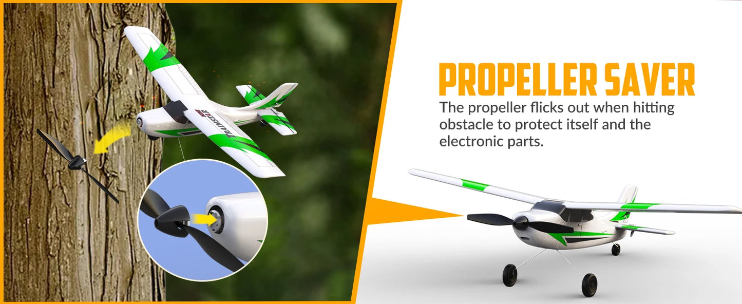 VOLANTEXRC RC Airplane Mini Trainstar 2.4GHz 3CH 3level Flight Control Fixed Wing Airplane Remote Control One-Key U-Turn Easy To Fly For Beginners 761-1RTF