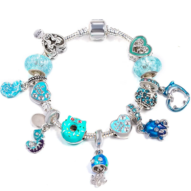 Hollow Foot Beads Charm Bracelets