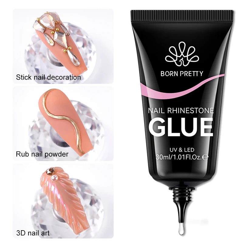 Nail Rhinestone Glue 30ML Gel Nail Glue 3D Shaping Sculpting Carving Flower DIY Decoration  Gem Glue Nail Supplies
