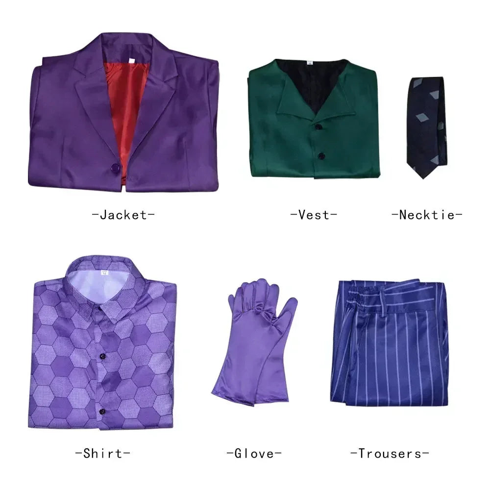 Men Clown  Costume Clown full set Coat Shirt Vest Tie Suit Outfits