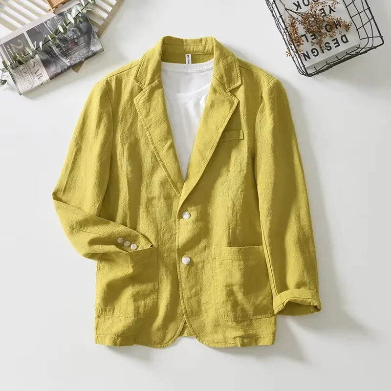 70% Linen 30% Cotton Breathable Men's Blazer Suit Jacket