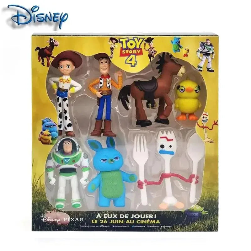 7Pcs/Set Toy Story 4 Action Figures Toy Woody Jessie Buzz Lightyear Forky Pig Bear Figura Model Doll Figurine  Birthday GiftK