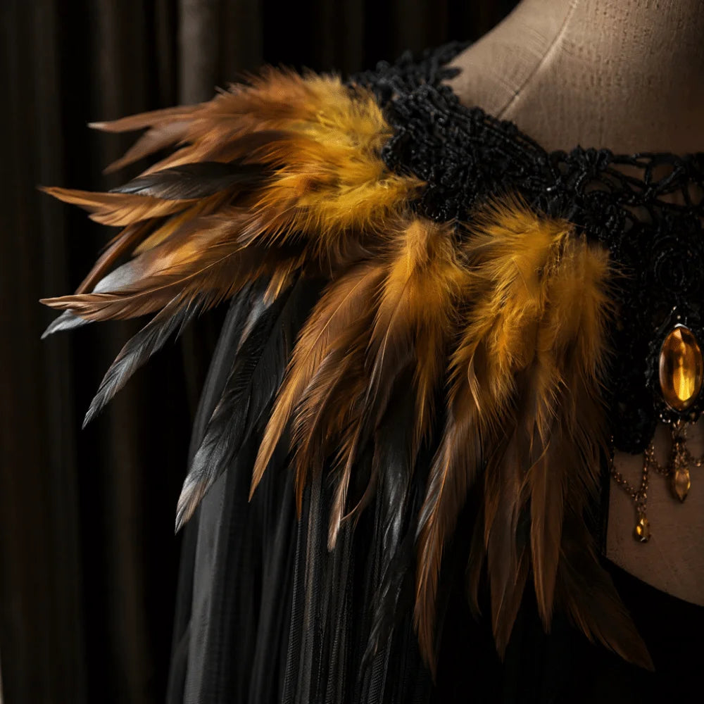 Black Halloween Feather Cloak