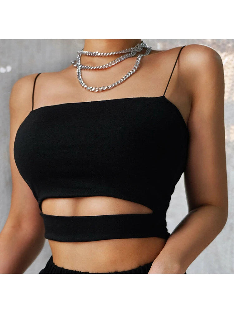 Fashion Summer Sexy Casual Sleeveless Cut-Out Short Tee Shirt