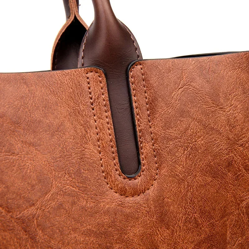 OIL SKIN Leather Big Casual Tote