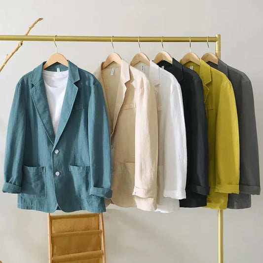 70% Linen 30% Cotton Breathable Men's Blazer Suit Jacket