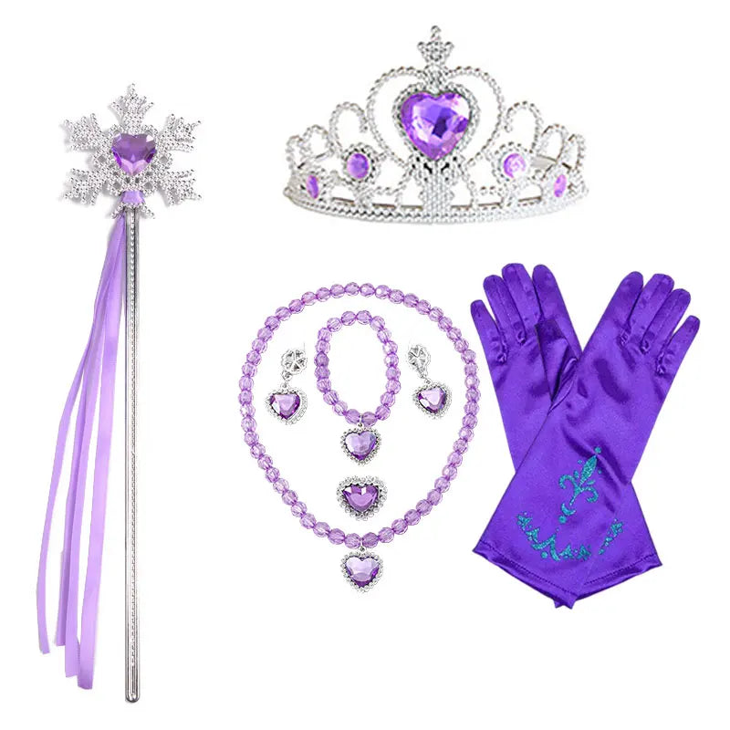 Elsa Birthday Party Costume Play Accessories Headwear Tiara Snow Queen Kid Princess Wig Braid Kid Carnival Cosplay Dress up Kits
