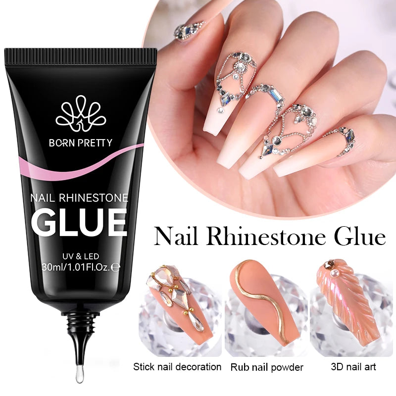 Nail Rhinestone Glue 30ML Gel Nail Glue 3D Shaping Sculpting Carving Flower DIY Decoration  Gem Glue Nail Supplies
