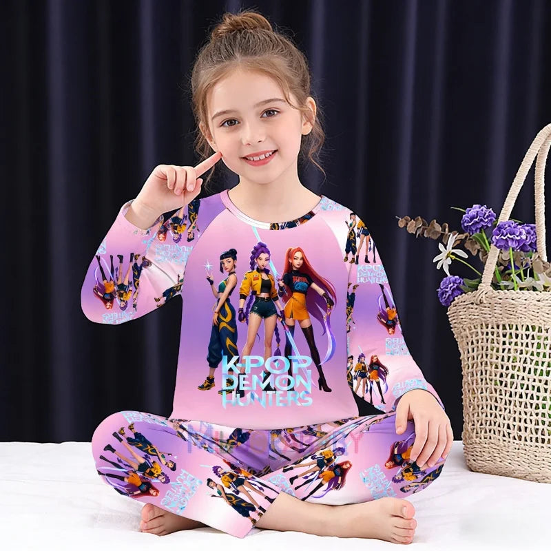 New  Pijamas Long Sleeve Print Cartoon