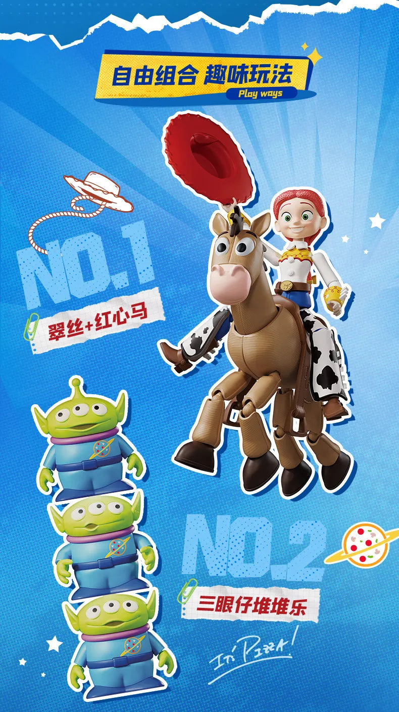 BLOKEES Original Toy Story Disney Pixar Woody Buzz Lightyear Jessie Rex Bullseye Alien Action Figures Assemble Model Toys Gift